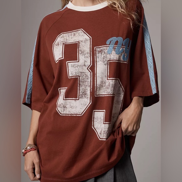 Anthropologie Tops - NWOT By Anthropologie Oversized Sporty Tee Size Large